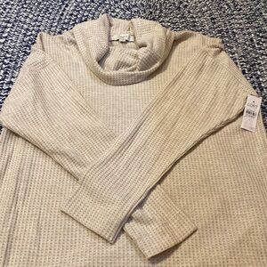 Loft Waffleweave Metallic Turtleneck NWT